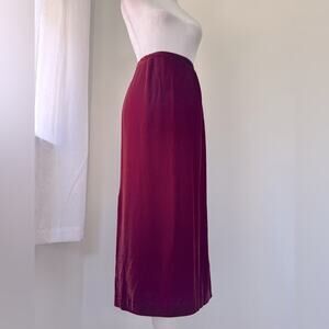 Sutton Studio Dark Red Velvet Silk Blend Pencil Maxi Skirt